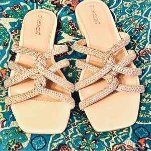 Bowie style Size 8 Shoedazzle , Cream with rhinestones shoes